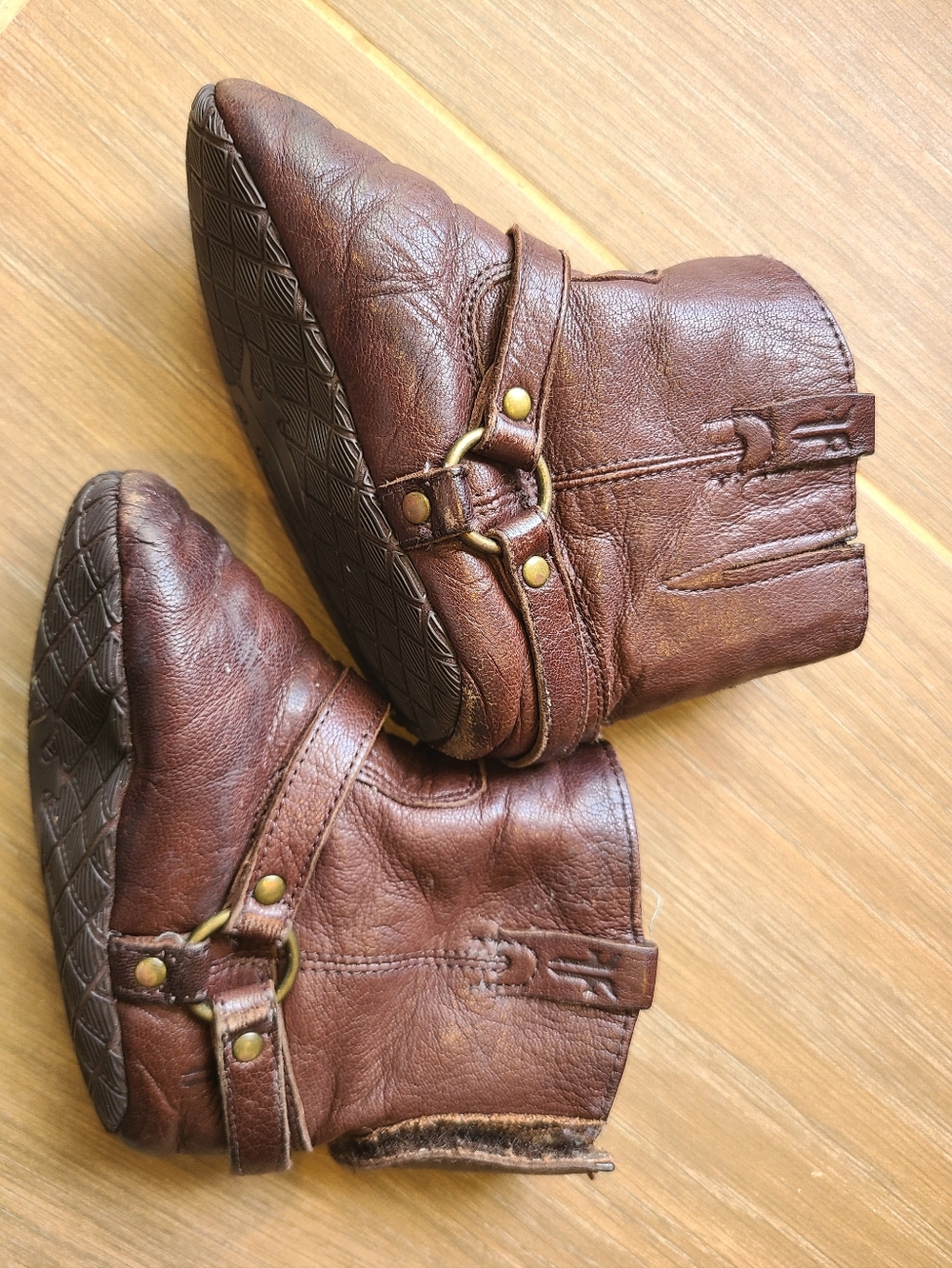 Frye Brown Leather Infant Shearling-Lined Boot